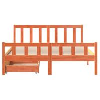 Bedframe zonder matras massief grenenhout wasbruin 160x200 cm - thumbnail