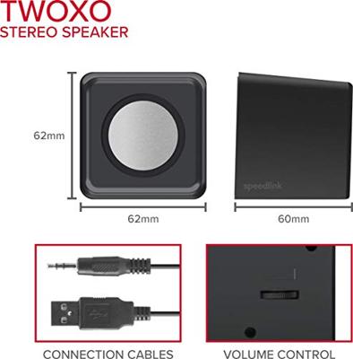 SpeedLink TWOXO 2.0 PC-luidsprekers Kabelgebonden 5 W Zwart - thumbnail