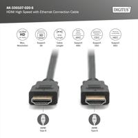 Digitus AK-330107-020-S HDMI-kabel HDMI Aansluitkabel HDMI-A-stekker, HDMI-A-stekker 2.00 m Zwart 4K UHD, Audio Return Channel (ARC), Vergulde steekcontacten - thumbnail