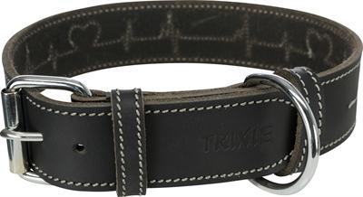 TRIXIE HALSBAND HOND RUSTIC VETLEER HEARTBEAT ZWART 38-47X4 CM