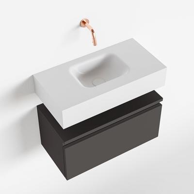 MONDIAZ ANDOR 60cm toiletmeubel dark grey. LEX 60cm wastafel talc midden geen kraangat MONDIAZ ANDOR 60cm toiletmeubel dark grey. LEX 60cm wastafel talc midden geen kraangat