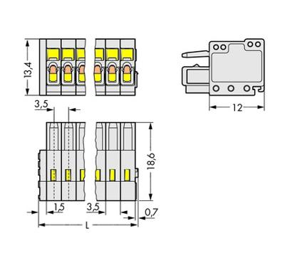 WAGO 734-110 Female behuizing (kabel) 734 Totaal aantal polen: 10 Rastermaat: 3.50 mm Inhoud: 50 stuk(s)