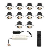 Set van 10 Medina LED Mini Inbouwspots met Trafo - 12 Volt 3 Watt 150 lumen - Dimbaar - Kantelbaar - Verzonken - Plat 35mm (Lage inbouwdiepte) - 2700K - IP44 waterdicht - Wit - thumbnail