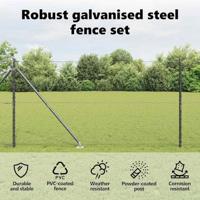 VidaXL Afrasteringspaal grijs 10 x 1,2 m (36 mm gaas) staal en pvc - thumbnail