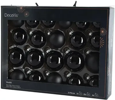 Decoris glazen kerstbal mix zwart 21 stuks Decoris glazen kerstbal mix zwart 21 stuks