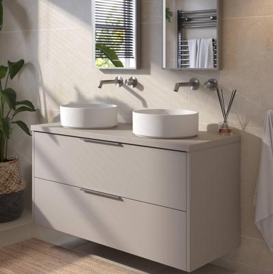 Saqu Lima badmeubel incl. afdekblad 120x51x62cm mat greige - rvs greep