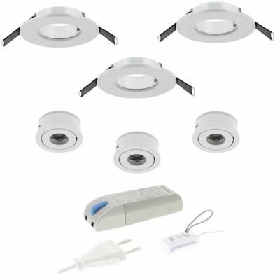 3 LED inbouwspots warmwit 2700K dimbaar 80mm kleur wit