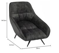 Bendt Eetkamerstoel 'Helena' Draaibaar, kleur Antraciet - thumbnail