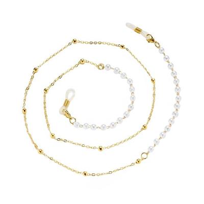 LGT JWLS Rosgoudkleurig Zonnebrilkoord voor Dames - met Witte Kralen LGT JWLS Rosgoudkleurig Zonnebrilkoord voor Dames - met Witte Kralen