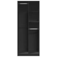 Kledingkast 80x50x200 cm bewerkt hout zwart - thumbnail