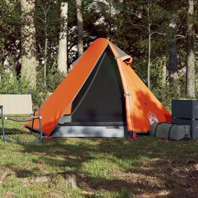 VidaXL Koepeltent 2-persoons waterdicht grijs en oranje VidaXL Koepeltent 2-persoons waterdicht grijs en oranje