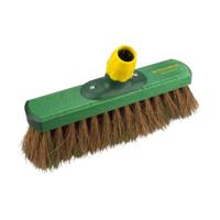 Kunststof harde straatbezem/buitenbezem kokosvezel groen 28 cm - Bezem - thumbnail