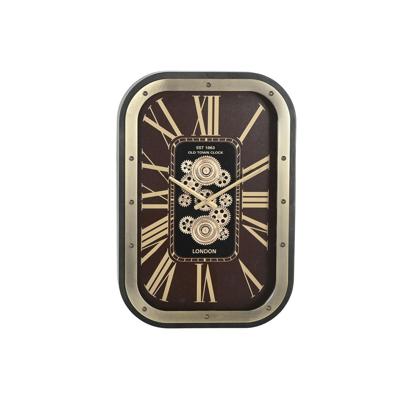 Muurklok Home ESPRIT Gouden Kastanjebruin Kristal Ijzer Glam 43 X 8,5 X 63 CM