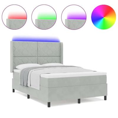 Boxspringbed met matras en LED fluweel lichtgrijs 140x190 cm