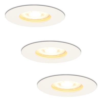 Set van 3 Bari LED Inbouwspots - 4,4 Watt 345 lumen - 2700K Warm Wit - GU10 - Dimbaar - Rond - IP65 Waterdicht - Wit - Voor binnen, buiten en badkamer