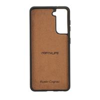 NorthLife - Samsung Galaxy S21 Plus - Backcover hoesje Echt Leer - Cognac - thumbnail