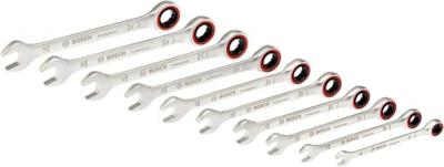 Bosch Professional 1.600.A02.AU0 PRO Dubbele ringsleutelratelset 10-delig Sleutelbreedte (metrisch) 8 - 19 mm Bosch Professional 1.600.A02.AU0 PRO Dubbele ringsleutelratelset 10-delig Sleutelbreedte (metrisch) 8 - 19 mm