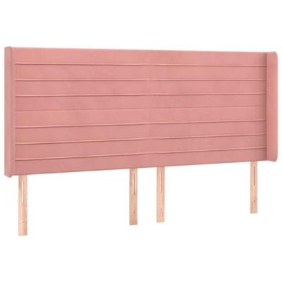 Hoofdbord met randen 183x16x118/128 cm fluweel roze