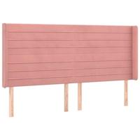Hoofdbord met randen 183x16x118/128 cm fluweel roze - thumbnail