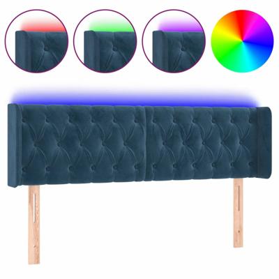 Hoofdbord LED 163x16x78/88 cm fluweel donkerblauw