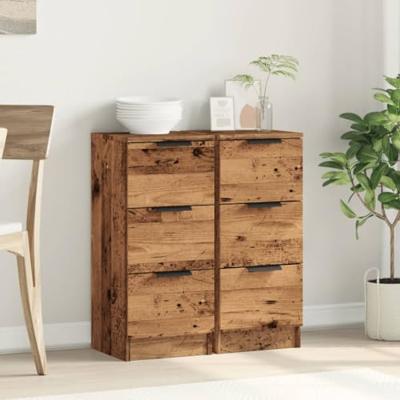 Dressoirs 2 st 30x30x70 cm bewerkt hout oud houtkleurig
