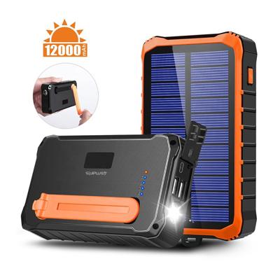 4Smarts Prepper Solar Powerbank 12000 mAh Li-ion Zwart, Oranje LED-zaklamp, Outdoor