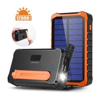 4Smarts Prepper Solar Powerbank 12000 mAh Li-ion Zwart, Oranje LED-zaklamp, Outdoor - thumbnail