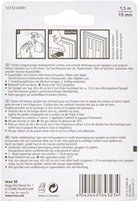 tesa MIRROR 55732-00001-02 Montagetape tesa Powerbond Wit (l x b) 1.5 m x 19 mm 1 stuk(s) tesa MIRROR 55732-00001-02 Montagetape tesa Powerbond Wit (l x b) 1.5 m x 19 mm 1 stuk(s)