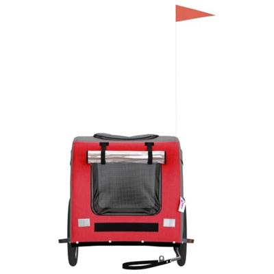 Hondenfietstrailer oxfordstof en ijzer rood en grijs - thumbnail