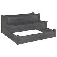 VidaXL Plantenbak verhoogd 120x120x56 cm massief vurenhout grijs - thumbnail