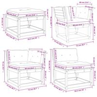 8-delige Loungeset met kussens massief grenenhout wasbruin - thumbnail