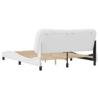 Bedframe met hoofdbord kunstleer wit 160x200 cm - thumbnail