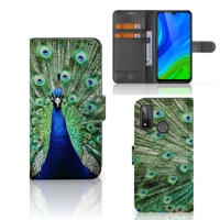 Huawei P Smart 2020 | Telefoonhoesje | Met pasjeshouder | Pauw - thumbnail