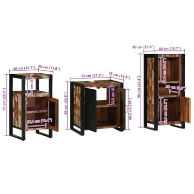 Badkamermeubelset met plank 3 pcs Multikleur 55 x 35 x 60 cm