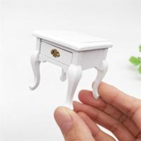 1:12 Mini Doll House decoratie salontafel nachtkastje (wit) - thumbnail