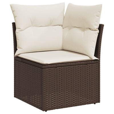 6-delige Loungeset met kussens poly rattan bruin - thumbnail