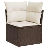5-delige Loungeset met kussens poly rattan bruin - thumbnail