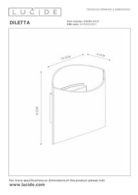 Lucide DILETTA - Wandlamp - 1xG9 - Wit