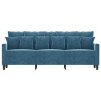 Driezitsbank 180 cm fluweel blauw - thumbnail