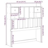 Hoofdbord met opbergruimte 75 cm massief grenenhout wasbruin - thumbnail