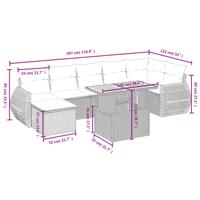 8-delige Loungeset met kussens poly rattan beige - thumbnail