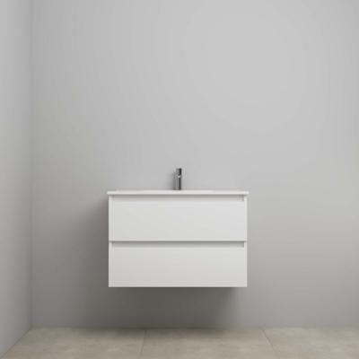 On-Line Onderkast - 80 cm - Voorgemonteerd - Porseleinen Wastafel - 1 Kraangat - Hoogglans Wit