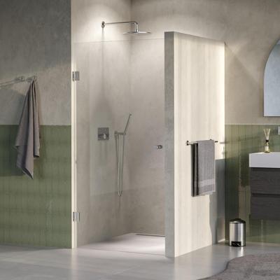 BRAUER Void Carving nisdeur helder glas 100x200 omkeerbaar incl. glascoating PVD RVS-kleurig geborsteld BRAUER Void Carving nisdeur helder glas 100x200 omkeerbaar incl. glascoating PVD RVS-kleurig geborsteld