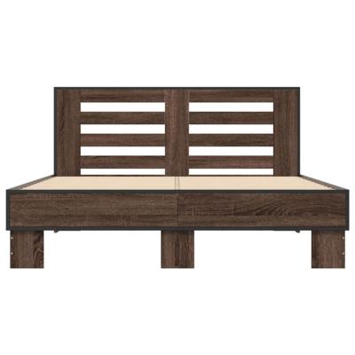 Bedframe bewerkt hout metaal bruin eikenkleur 140x200 cm
