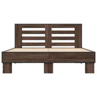 Bedframe bewerkt hout metaal bruin eikenkleur 140x200 cm - thumbnail