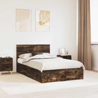 Bedframe met hoofdeinde Gerookt eiken 120 x 200 cm Bewerkt hout - thumbnail