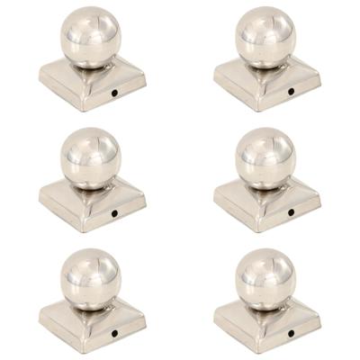 VidaXL Paalkappen 6 st bol 71x71 mm roestvrij staal