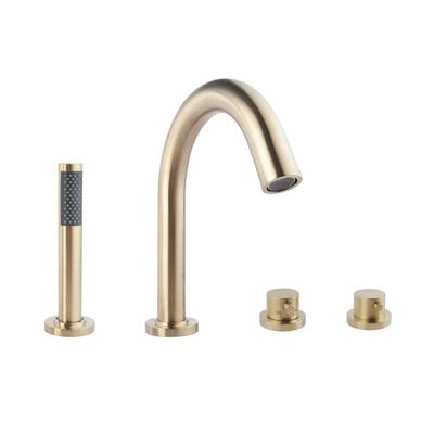 Badrandthermostaat BWS 4-Gats Afbouwset Geborsteld Messing Goud Badrandthermostaat BWS 4-Gats Afbouwset Geborsteld Messing Goud