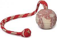 IDC Natural Rubber Ball with String, Horizontally Grooved, 50 mm - thumbnail