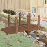 Tuinbrug met kettingrails 150x67x56 cm massief vurenhout - thumbnail